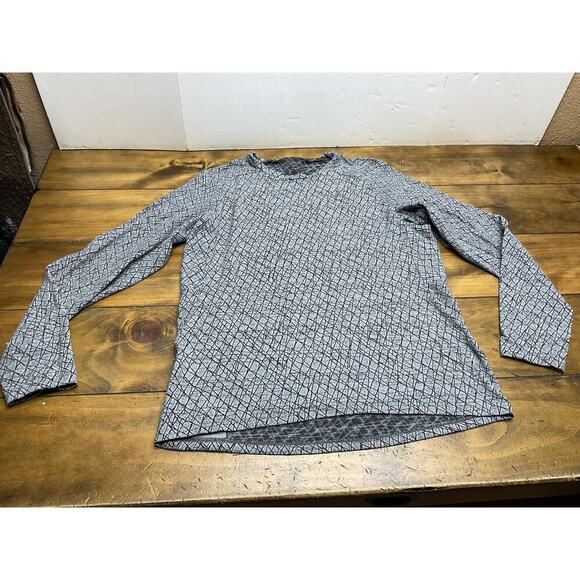 Lululemon Men's Large Grey Crackle Print Long Sleeve Surge Warm Crew Pullover - Picture 1 of 12